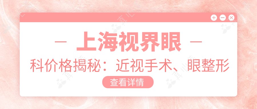 上海视界眼科价格揭秘：近视手术、眼整形项目费用一览
